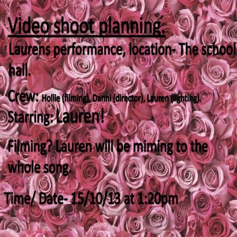 Music video planning