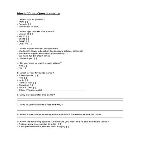 Music questionnaire | DOCX