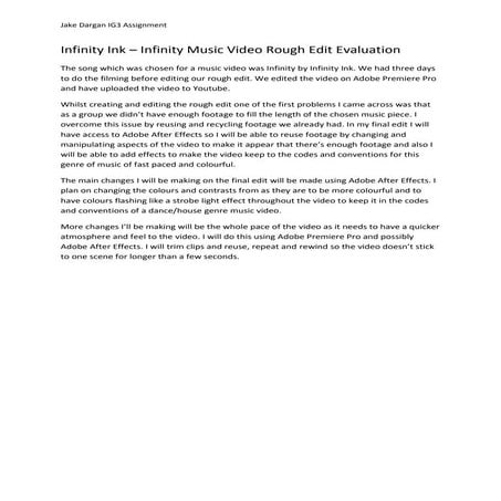 Music video rough edit evaluation