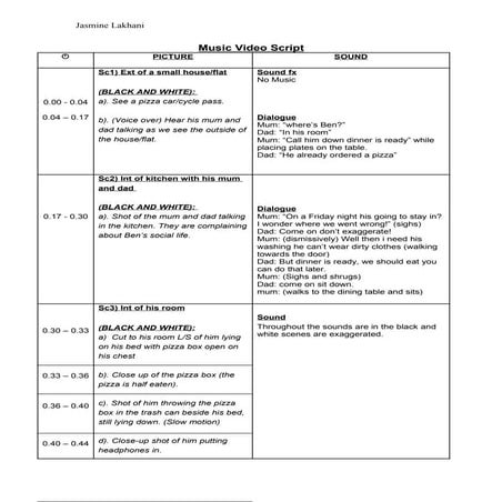 Music video script