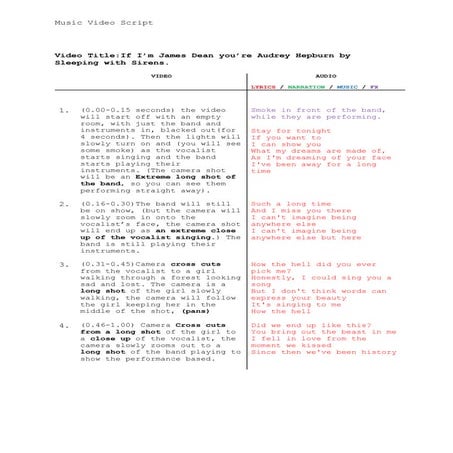 Music videoscript