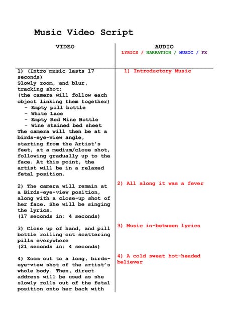 music video script