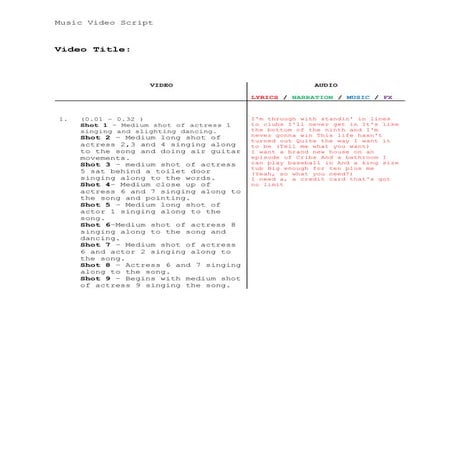 Music video script_template