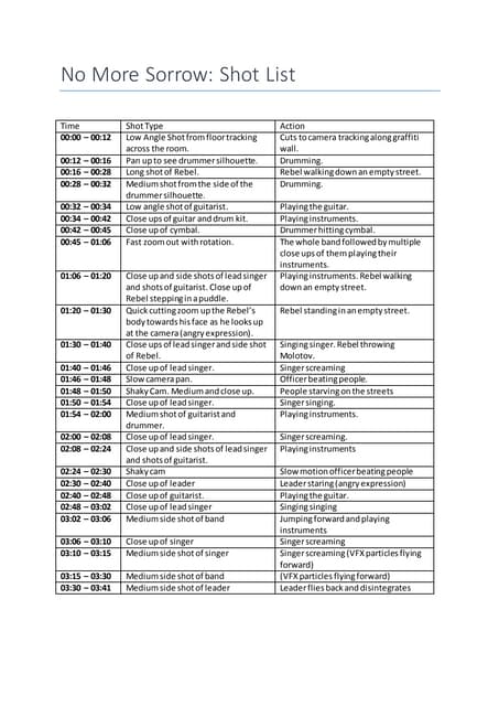 Music video production schedule | DOCX