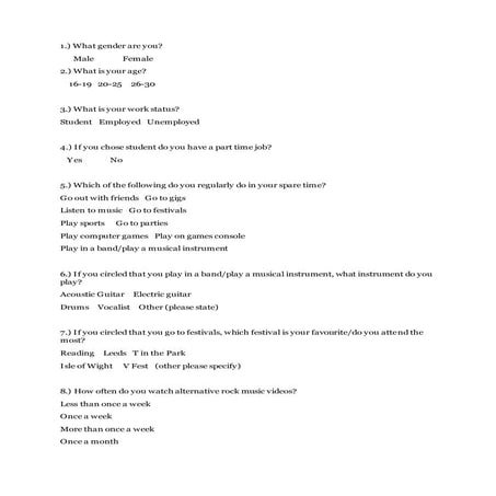 Target Audience Questionnaire