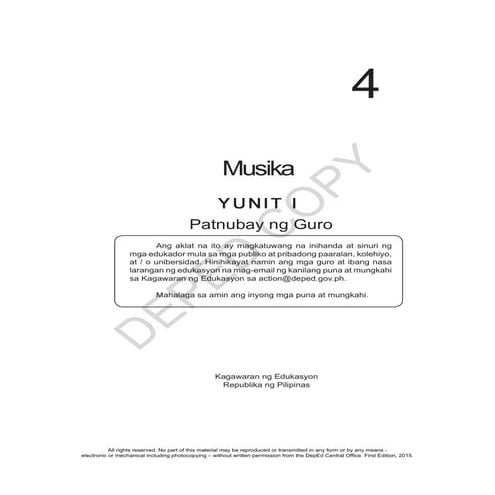 K TO 12 GRADE 4 TEACHER’S GUIDE IN MUSIKA (Q1-Q4)