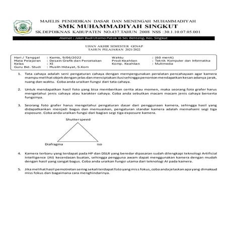 SOAL ESSAY HOTS DESAIN GRAFIS DAN PERCETAKAN KELAS XI SEMSTER 2