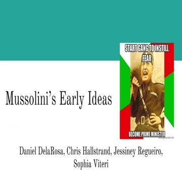 Mussolini's Early Ideas