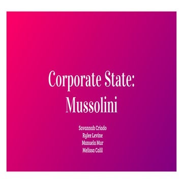 Mussolini PART 2: Mussolini corporate state 