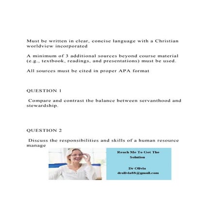 Must be written in clear, concise language with a Christian wo.docx