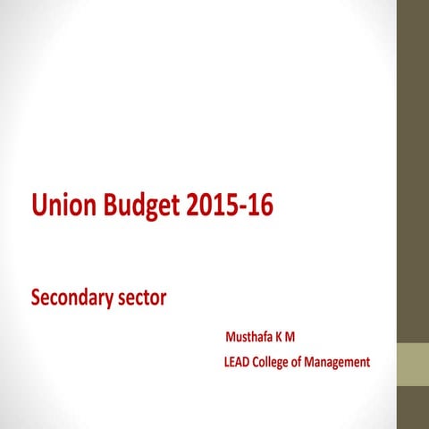UNION BUDGET 2015-2016