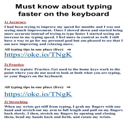 Must know about typing faster on the keyboard | DOCX | Internet for ...