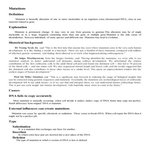 Mutations, types , causes