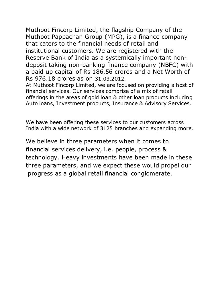 Muthoot fincorp limited