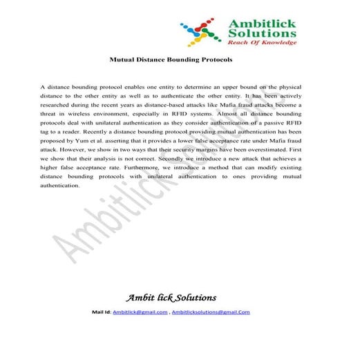 Mutual distance bounding protocols