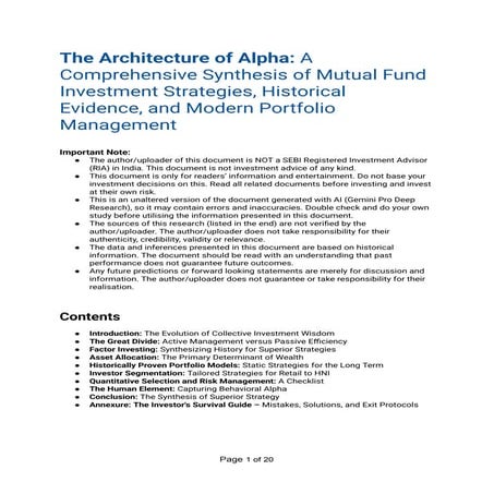 The Architecture of Alpha: A Synthesis of Mutual Fund Strategies ...