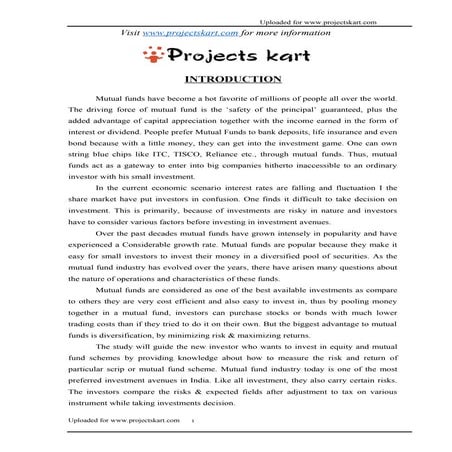 Study on Mutual Fund is the Better Investment Plan