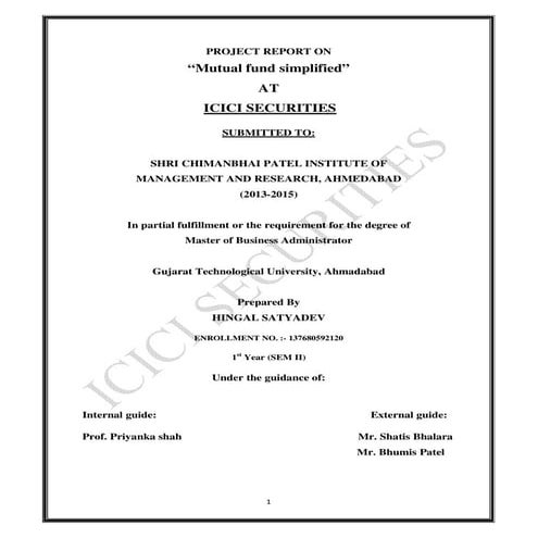 A study of investors perception towards the mutual fund investment