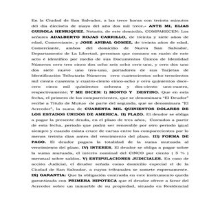 Mutuo con garantia hipoteca