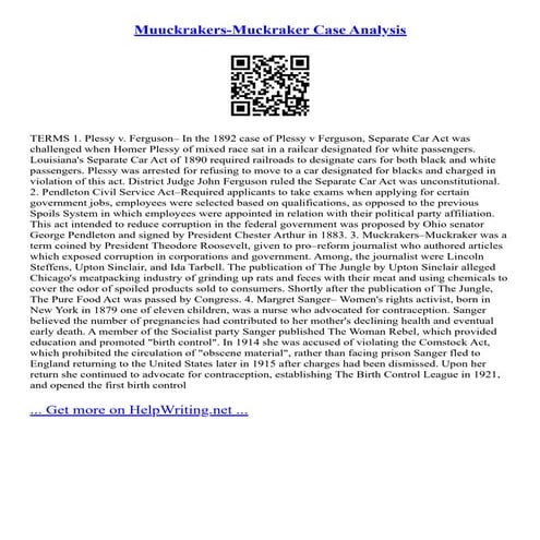 Muuckrakers-Muckraker Case Analysis