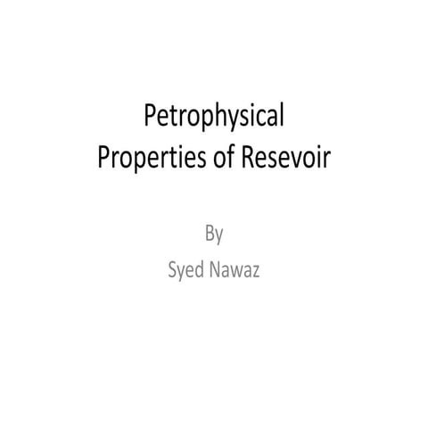 Petrophysical Properties of Reservoir