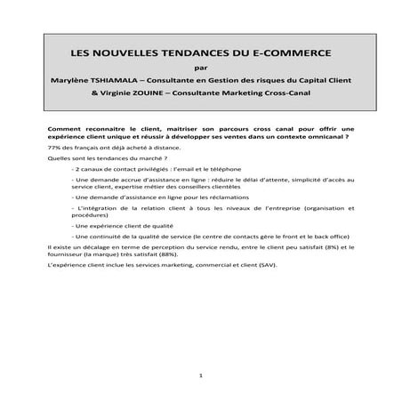 MV2TZ - Les nouvelles tendances du e-commerce