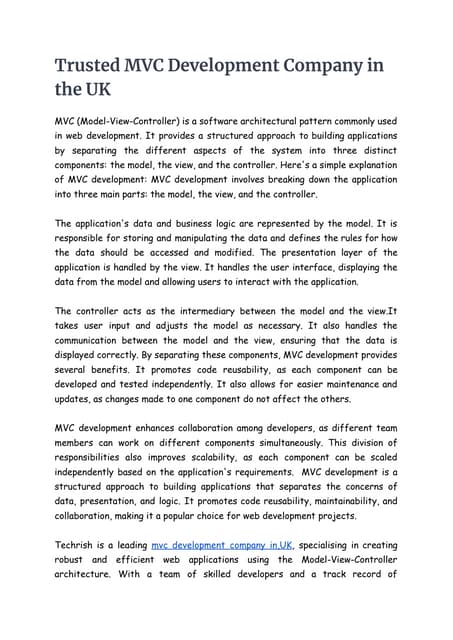 mvc development company in UK