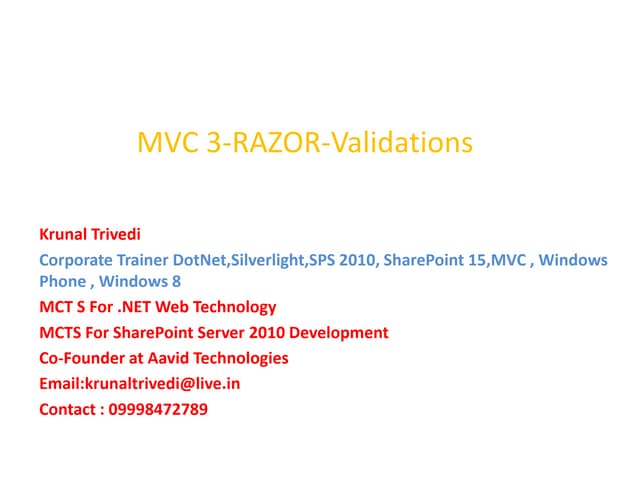 MVC 3-RAZOR Validation