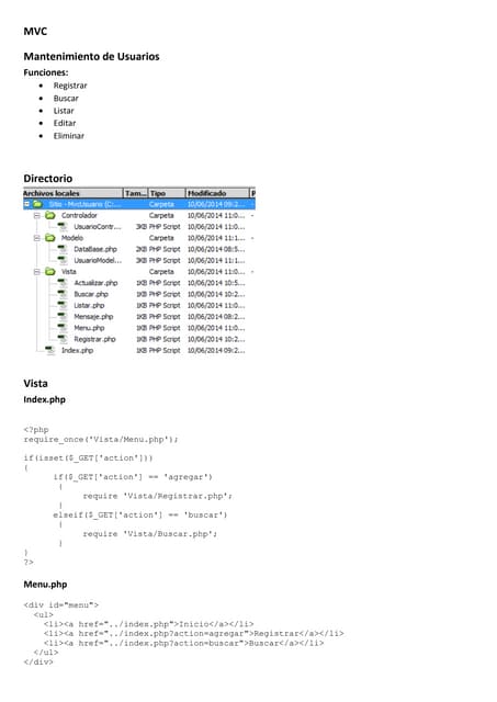Mantenimiento de Usuarios usando MVC ver1