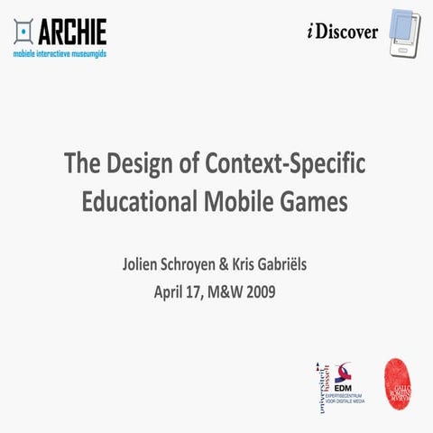 MW2009: Presentation Slides: Mobile Guides and Context-Specific Educational M...