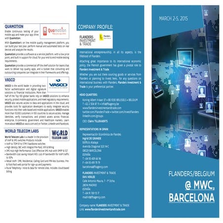 Companies from Flanders Belgium at Mobile World Congress 2015 in Barcelona