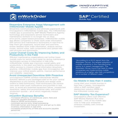 Innovapptive's Mobile Work Order Solution