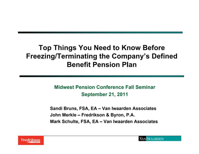 Pension plan freeze/termination issues_MWPC 2011 | PPT