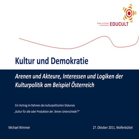 Michael Wimmer: Kultur und Demokratie. 