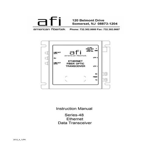 American Fibertek MX-48-LX-SL-ST-POE User Manual | PDF