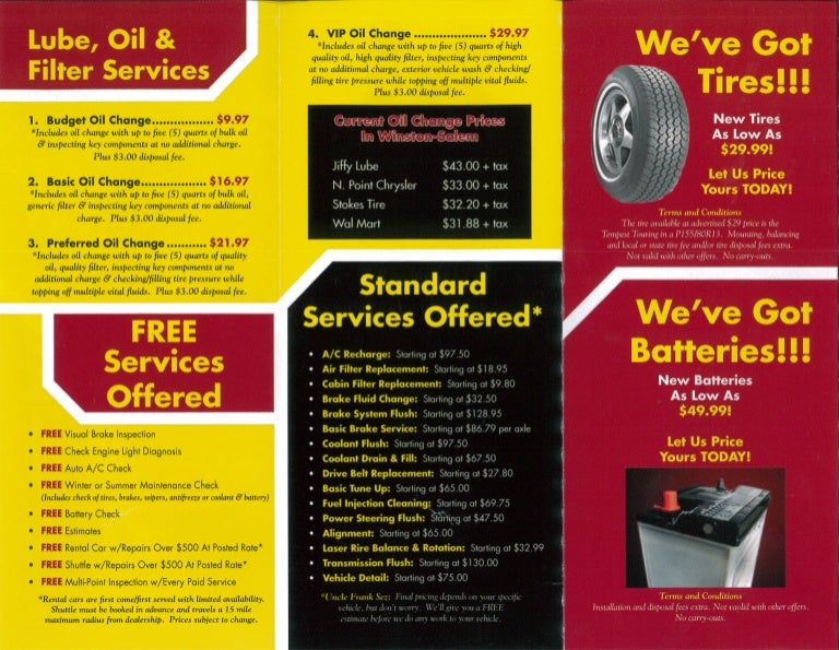 Winston Salem Auto Service & Repair Brochure