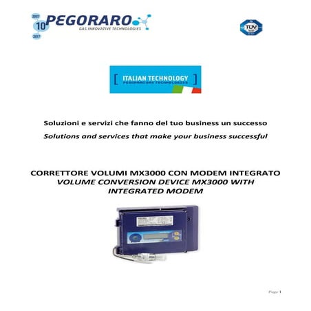 Correttore di volume Mx3000 - Flow corrector Mx3000 | PDF