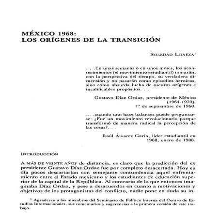 México 1968 orígenes de la transición Soledad Loaeza