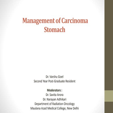 Management of gastric cancer
