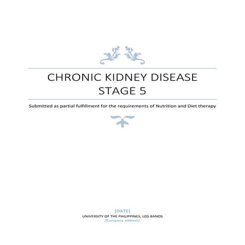Chronic Kidney Disease Undergradute Case Study-  Nutrition and Diet Therapy