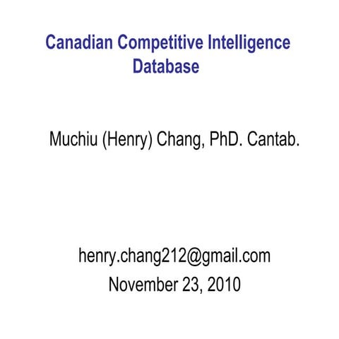 The Archived Canadian Patent Competitive Intelligence (November 23, 2010)