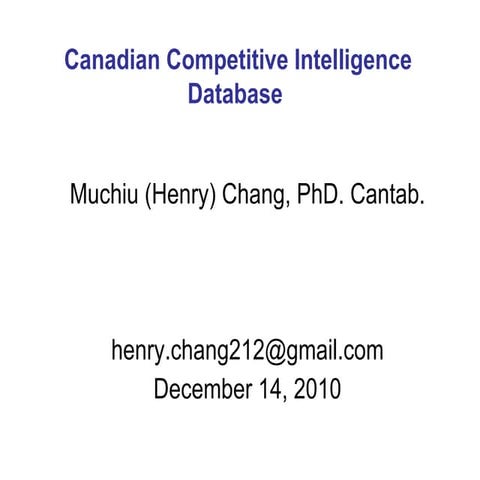 The Archived Canadian Patent Competitive Intelligence (December 14, 2010)