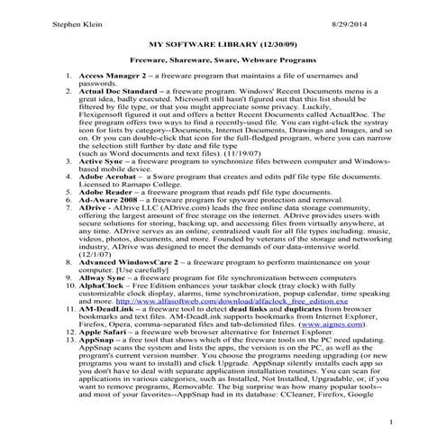 My freeware-shareware-programs2205