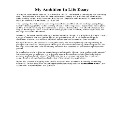 My Ambition In Life Essay