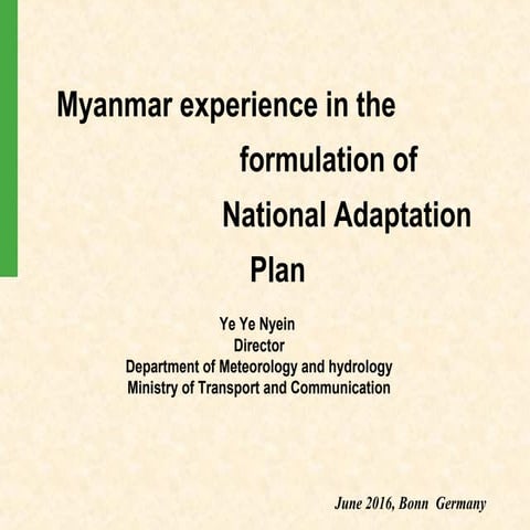 Available climate data, gaps and challenges:  The experience of Myanmar