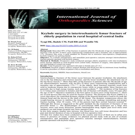 Key hole surgery - Intertrochanetric femur fracture | PDF