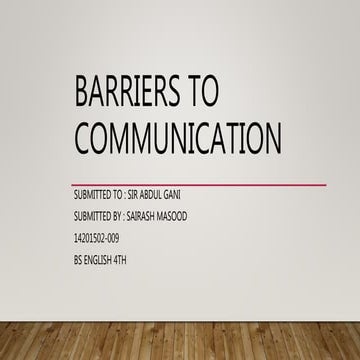 Barriers to communication