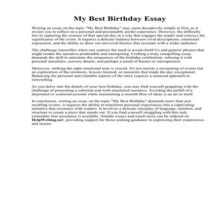 My Best Birthday Essay. Unexpected Birthday Surprise Essay  hindujagratacetana22