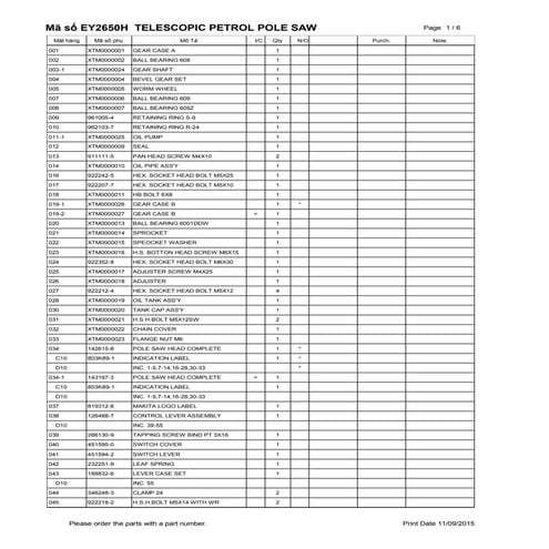 Máy cưa cành trên cao chạy xăng ey2650 h25h