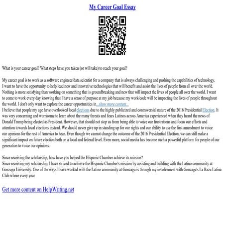 My Career Goal Essay